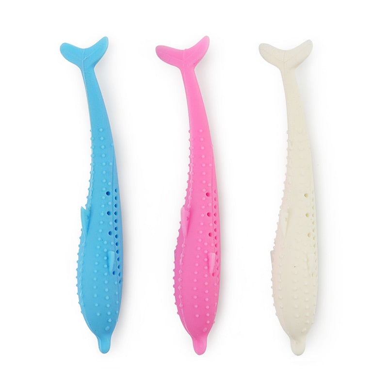 PURFECT TEETH - CATNIP FILLED SILICONE FISH TOOTHBRUSH