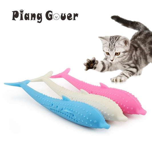 PURFECT TEETH - CATNIP FILLED SILICONE FISH TOOTHBRUSH