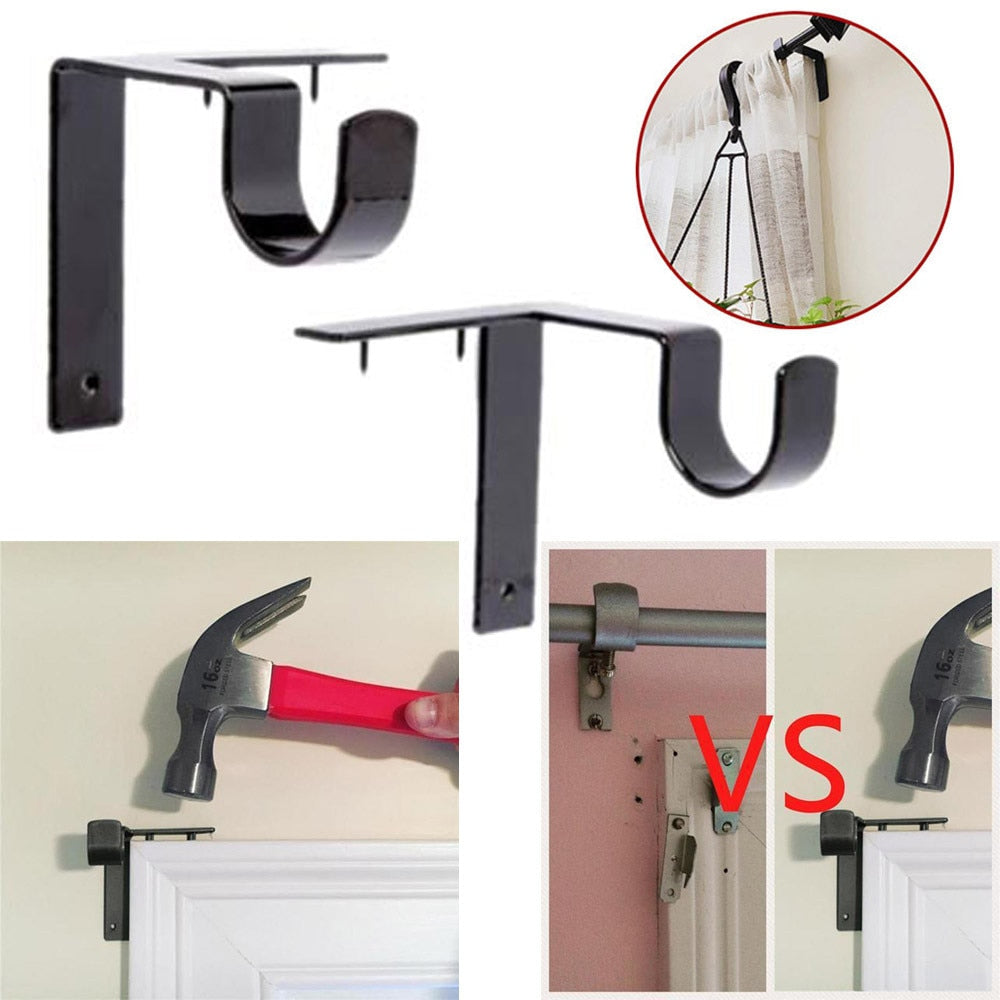 TAP BRACKET - NO-DRILL CURTAIN ROD TAP-IN HOLDERS (1 PAIR)