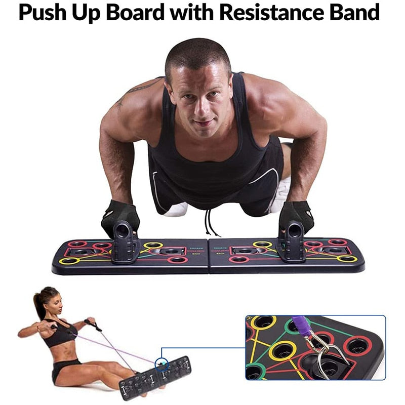 FITBOARD - PUSH UP BOARD WITH RESISTANCE BANDS