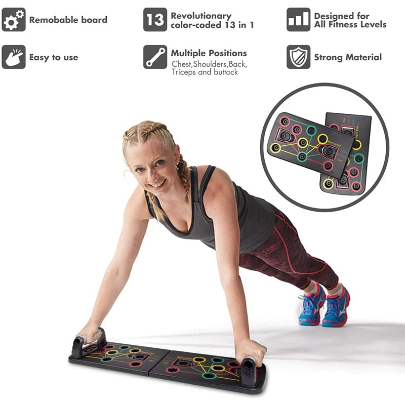 FITBOARD - PUSH UP BOARD WITH RESISTANCE BANDS