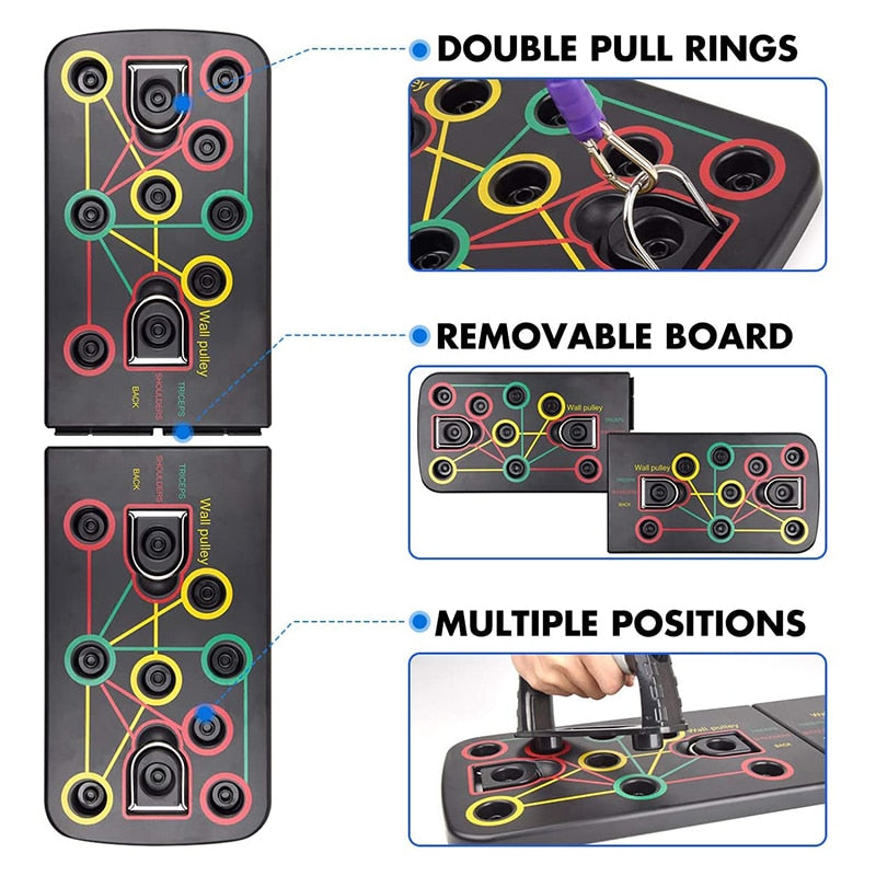 FITBOARD - PUSH UP BOARD WITH RESISTANCE BANDS