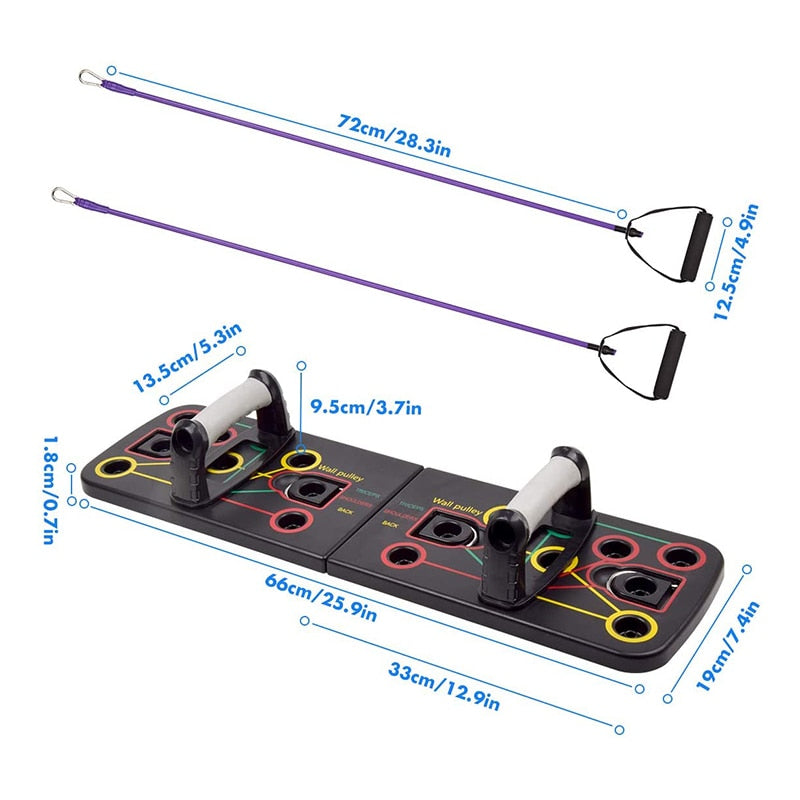 FITBOARD - PUSH UP BOARD WITH RESISTANCE BANDS