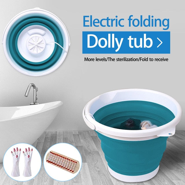Folding Laundry Tub Basin Portable Mini Washing Machine Automatic Clothes  Washing Bucket