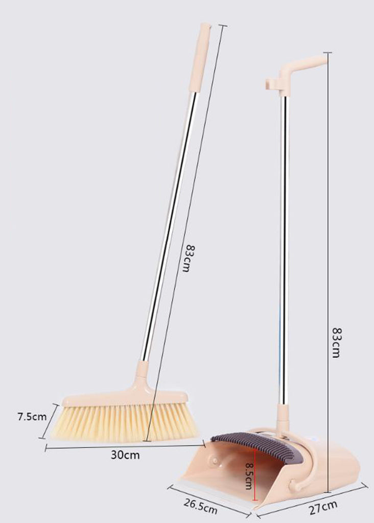 Happylost Upgrade Broom and Dustpan Set, Self-Cleaning with